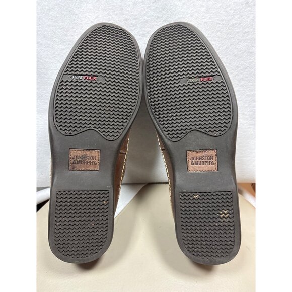 Johnston & Murphy Mens Brown Leather Slip-On Loafers Size 10.5 M With Woven Desi - Picture 5 of 7